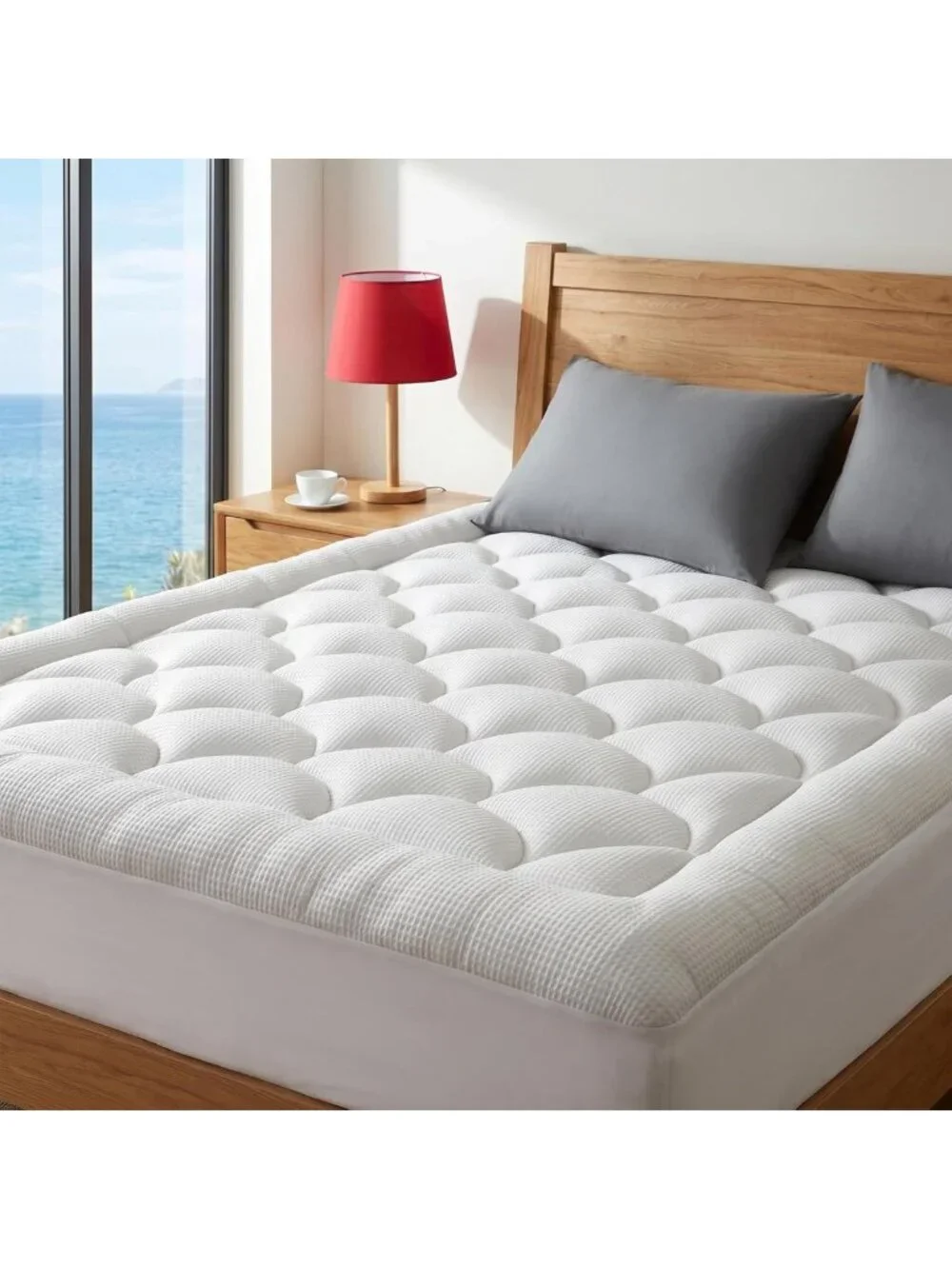 Cooling King Mattress Topper - Thick Pillow Top, Breathable, Washable, Deep